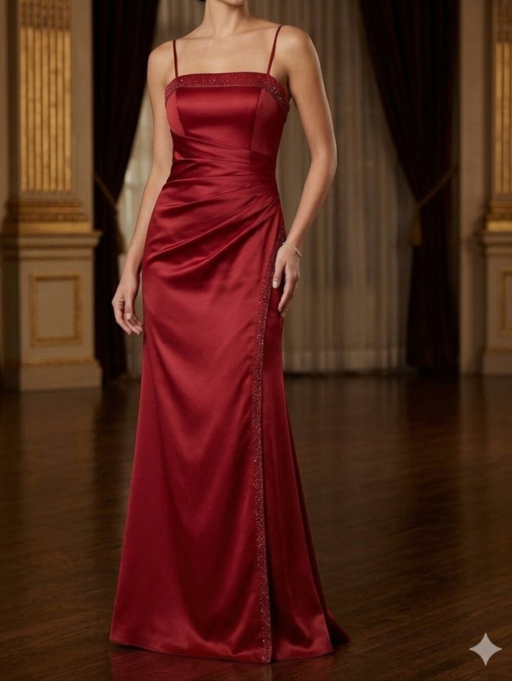 Alexia Designs Red Strapless Satin Evening Gown Sz 12